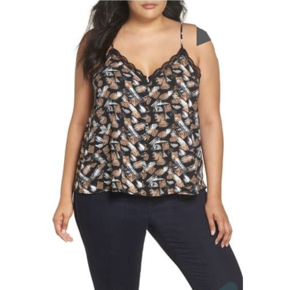 BP Print Lace Trim Camisole